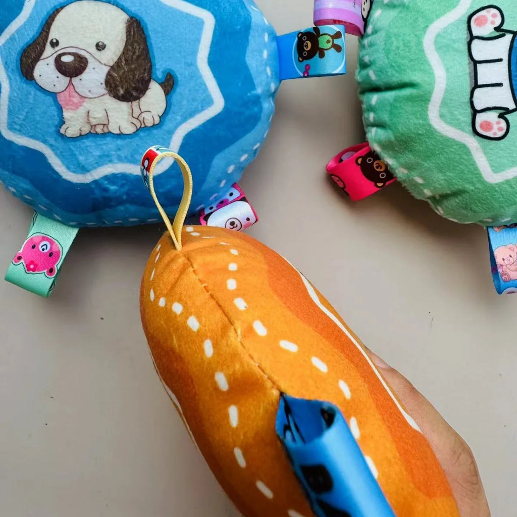 New Dog Toys Vocal Kawaii Dog Toy With Durable Teeth Small Dog Plush Ringing Bell Cartoon Frisbee Pet Toy Dog Balls Jouets Chien