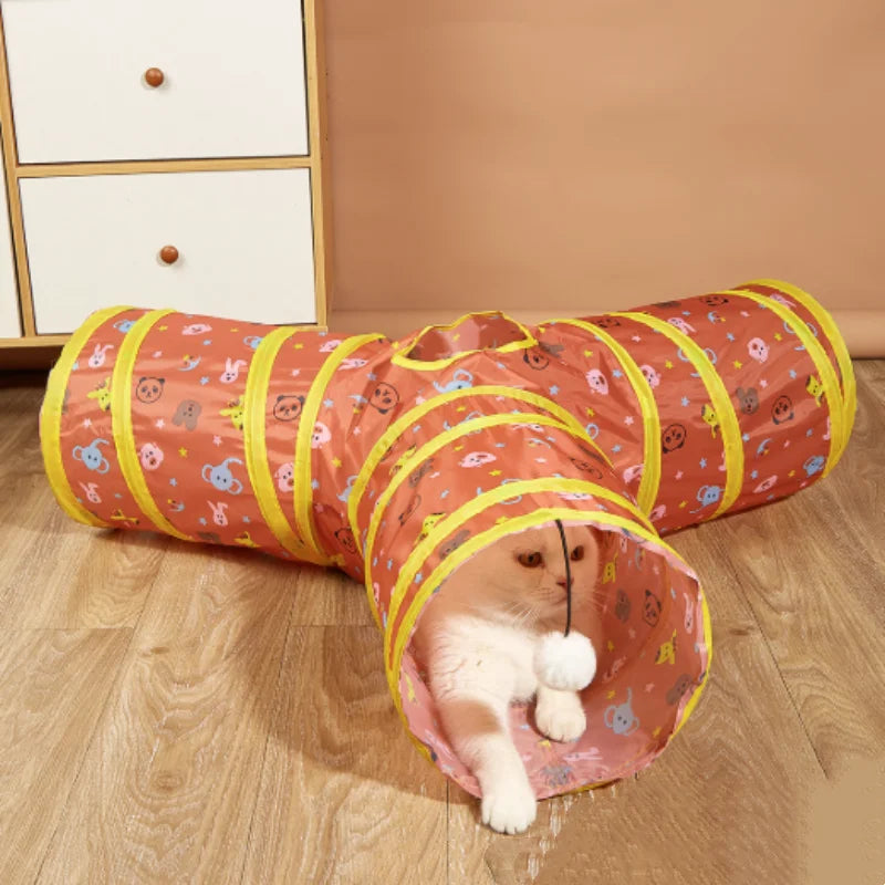 Hot Cat Tunnel Pet Tube Collapsible Play Toy Indoor Outdoor Kitty Puppy Toys for Puzzle Exercising Hiding Training Pet Toys