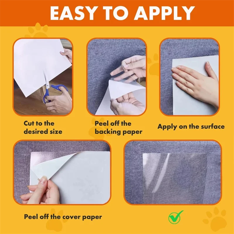 Anti Cat Scratch Furniture Protector Self-Adhesive Peelable Cat Training Protectors PVC Transparent Tape for Couch Sofa Sticker