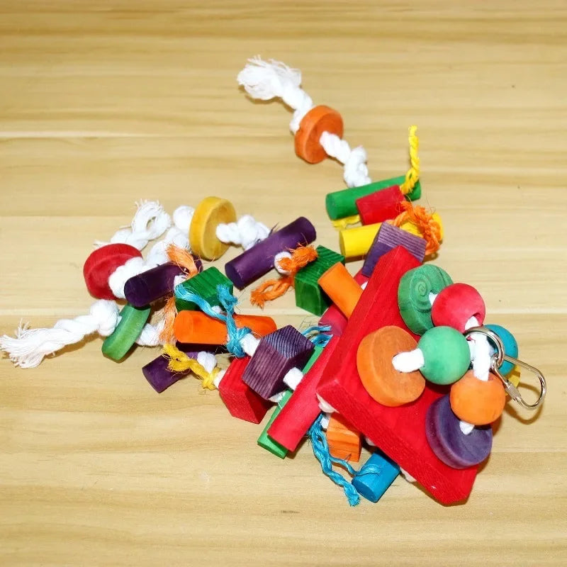 Parrot toys, Colorful wooden bird supplies, Unique shape, Diverse ways to play,  Large parrot bite bird toys