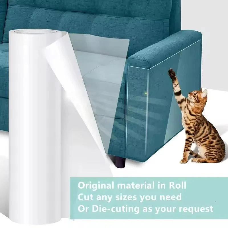 Anti Cat Scratch Furniture Protector Self-Adhesive Peelable Cat Training Protectors PVC Transparent Tape for Couch Sofa Sticker