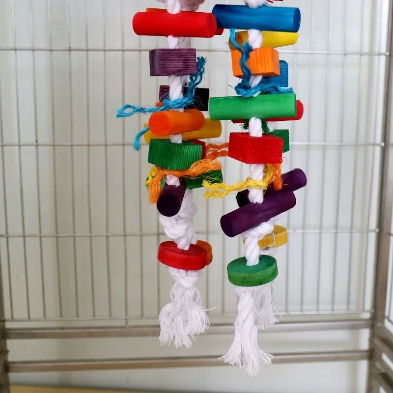 Parrot toys, Colorful wooden bird supplies, Unique shape, Diverse ways to play,  Large parrot bite bird toys