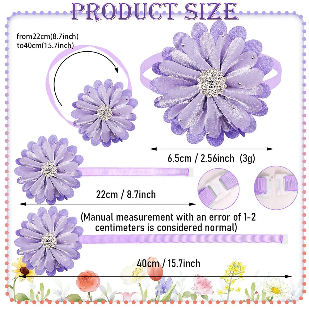 30PCS Fashion Diamond Flower Dog Bow Tie Collar For Dogs Bowties Neckties Pet Grooming Dog Accessories For Small Dogs