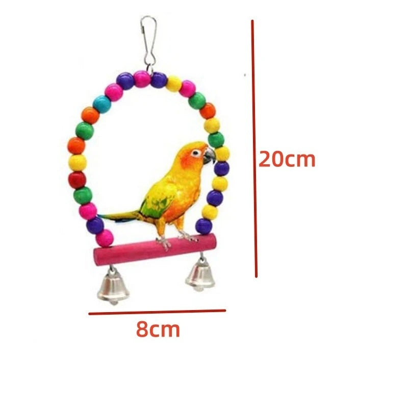 Bird and Parrot Toys Swing BirdCage Decoration Mirror Staircase Wind ChimesBird Accessories Toys for Birds juguetes para pájaros