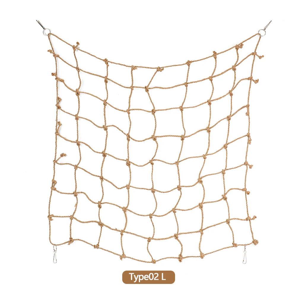 Bird Toys Bird Climbing Net Hemp Rope Parrot Hanging Rope Net Swing Play Rope Ladder Chew Toy Play Gym Toys