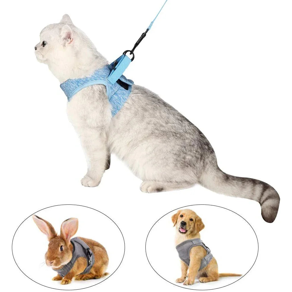Cat Harness and Leash for Walking Escape Proof Soft Vest Harnesses for Cat Breathable Reflective Strips Jacket Cat Accessories