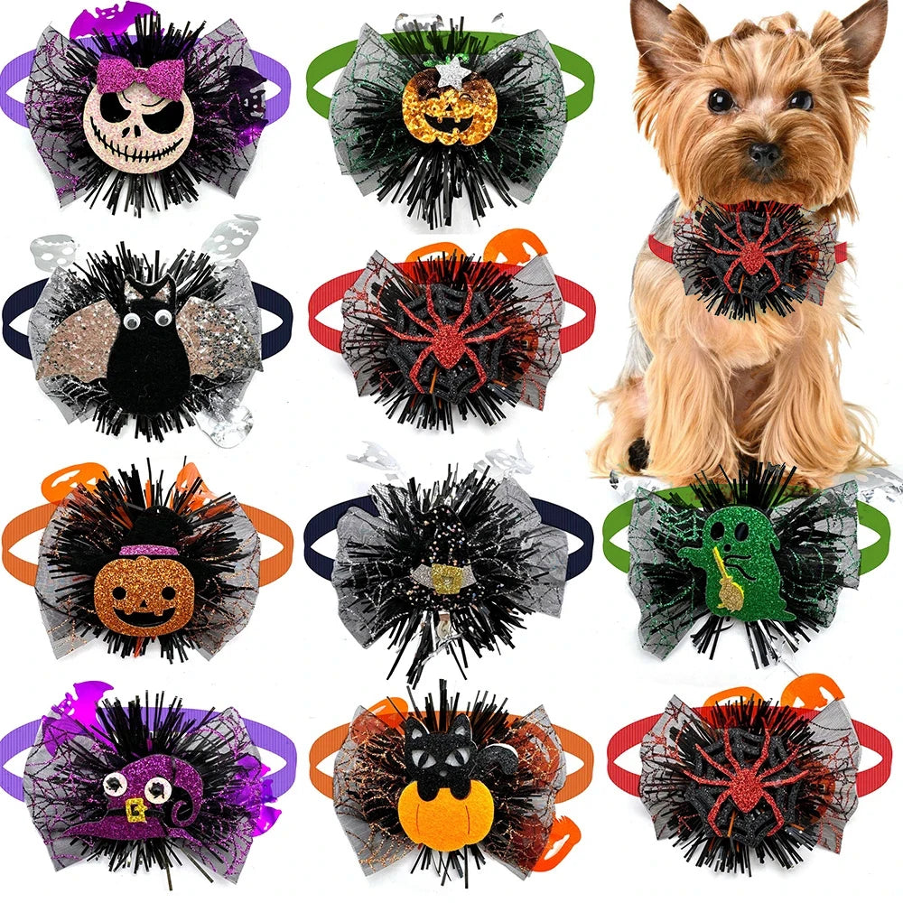 30/50pcs Halloween Dog Bow Ties for Small Dog Fashion Bow Ties Collar Pets Grooming Products Dog Accessories for Small Dogs