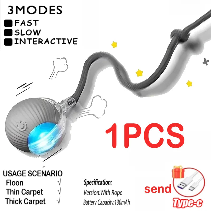 Interactive Toy for Cats Toy Automatic Rolling Ball Cat Accessories Rolling Ball Magic Ball Toys for Cat Training Imitate Mouse