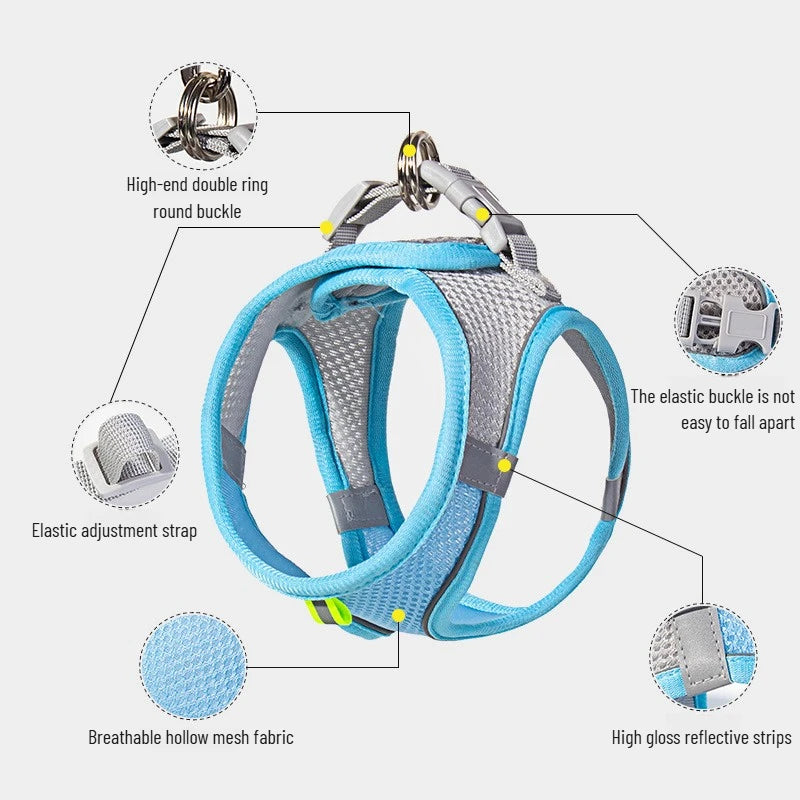 Pet Things Cat Accessories Cute Adjustable Cat Collar and Leash Set for Walking Safe Reflective Soft Comfortable Vest