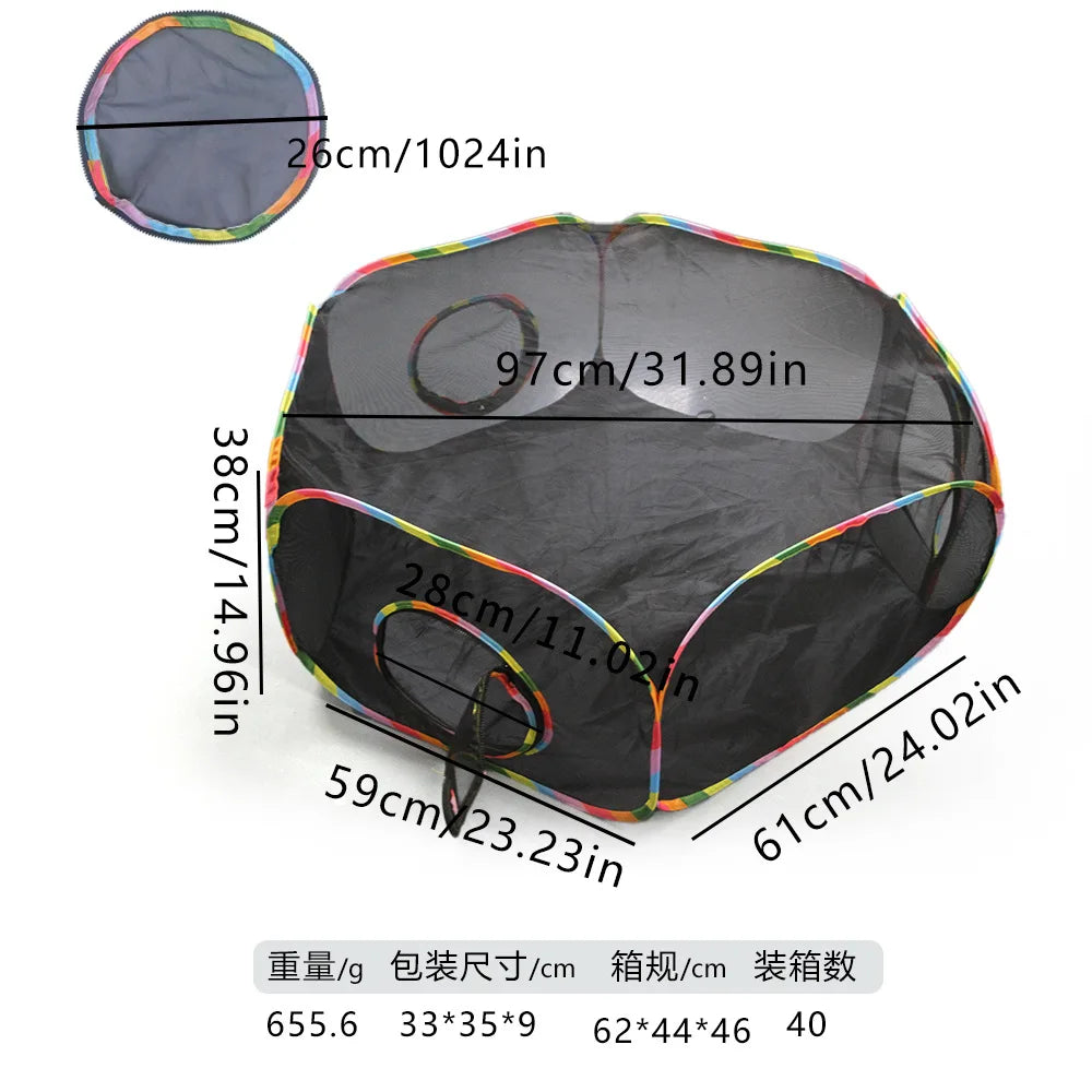 Cat Tunnel Portable Foldable Set Pet Rabbit Guinea Pig Tent Maze Channel Toy Dog Fence Pet Cage Large Space Multiple Gameplay