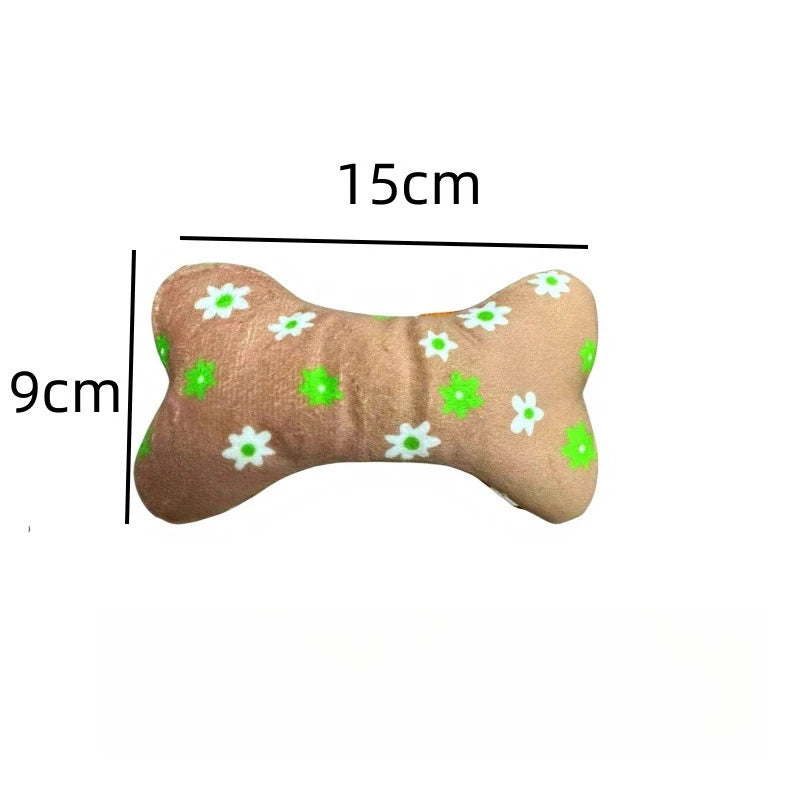 Dog Plush Toy Pet Squeaky Toy Dog Bite-Resistant Clean Teeth Chew Interactive Bone Shape Dog Cat Toys Pet Product Grinding Teeth