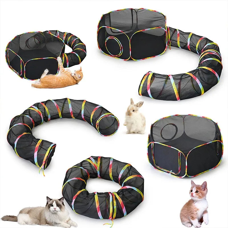 Cat Tunnel Portable Foldable Set Pet Rabbit Guinea Pig Tent Maze Channel Toy Dog Fence Pet Cage Large Space Multiple Gameplay