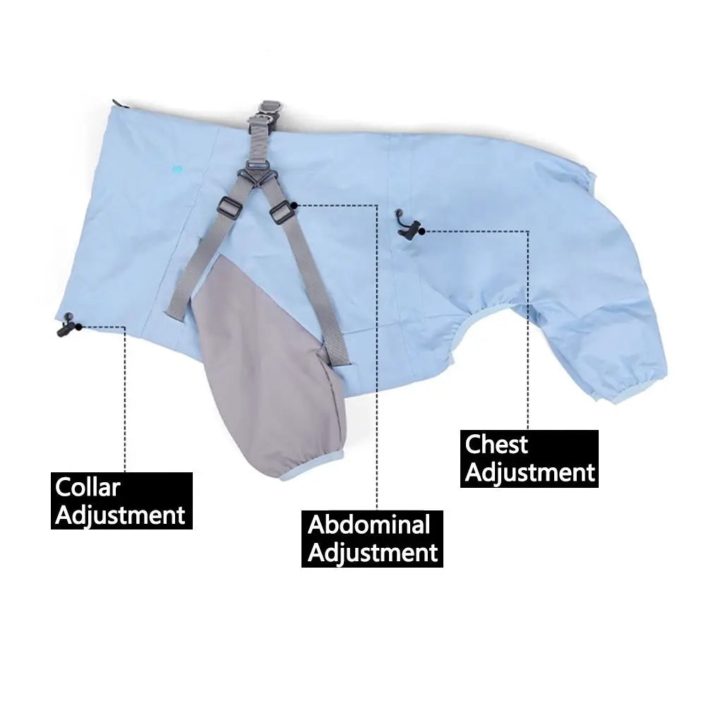 Waterproof Pet Dog Raincoat Four Legged Clothing Lightweight Dog Rain Jacket with Hat S-XXL Pet Rainwear Dog Accessories