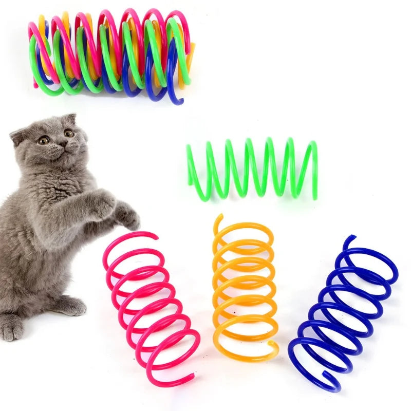 4/200Pcs Cat Spring Toy Cat Spiral Toys Interactive for Indoor Colorful Cats Plastic Springs Coil for Kitten Hunting Swatting