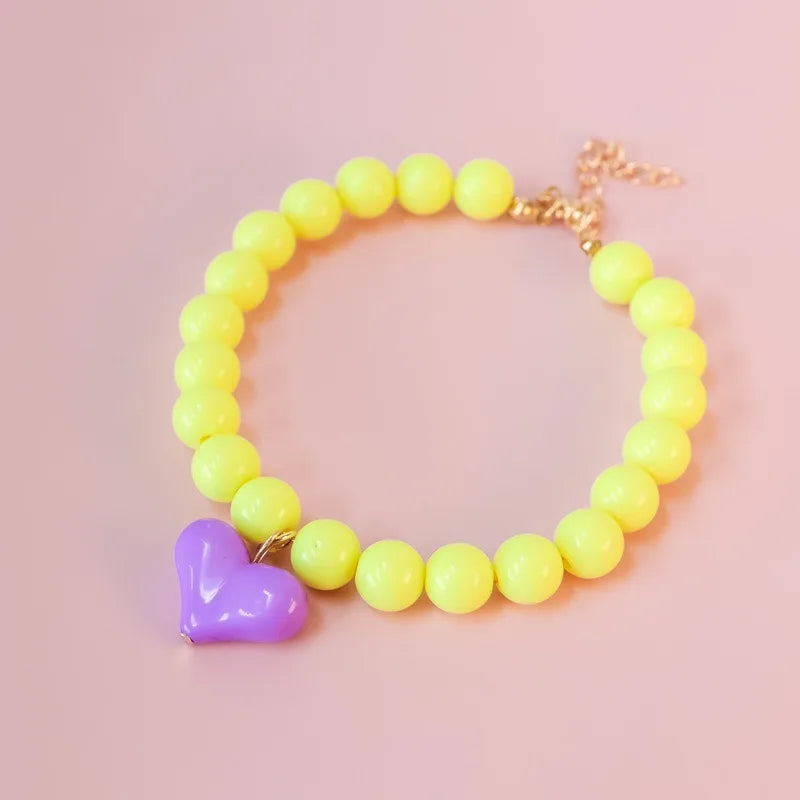 Party Dog Accessories Custom Pet Supplies Pinkycolor Plastic Cat Neck Collar Pearl Dog Necklace Small Dog Bib Size Animal Choker