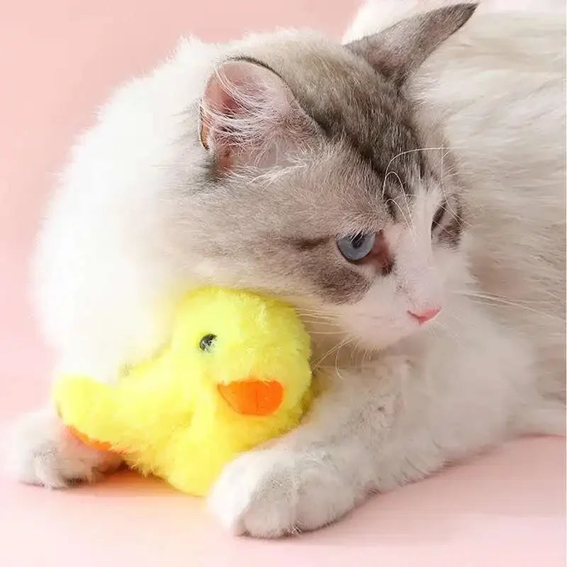 Flapping Duck Interactive Cat Toys Electric Bird Toys Washable Cat Plush Toy with Vibration Sensor Sound Cats Game Kitten
