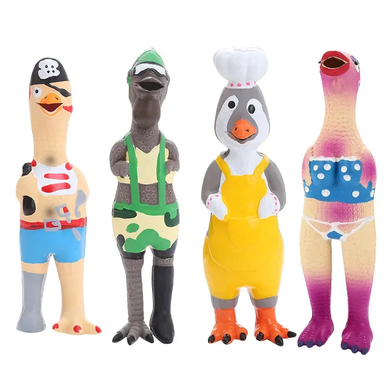 Squeaky Latex Chicken Dog Toys Funny Pirate Soldier Chef Bikini Shapes Loud Scream Chew Toy Pets Squeaky Latex Chicken Toy