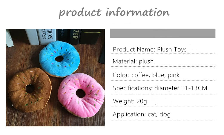 Soft Dog Donuts Plush Pet Dog Toys For Dogs Chew Toy Cute Puppy Squeaker Sound Toys Funny Puppy Small Medium Dog Interactive Toy