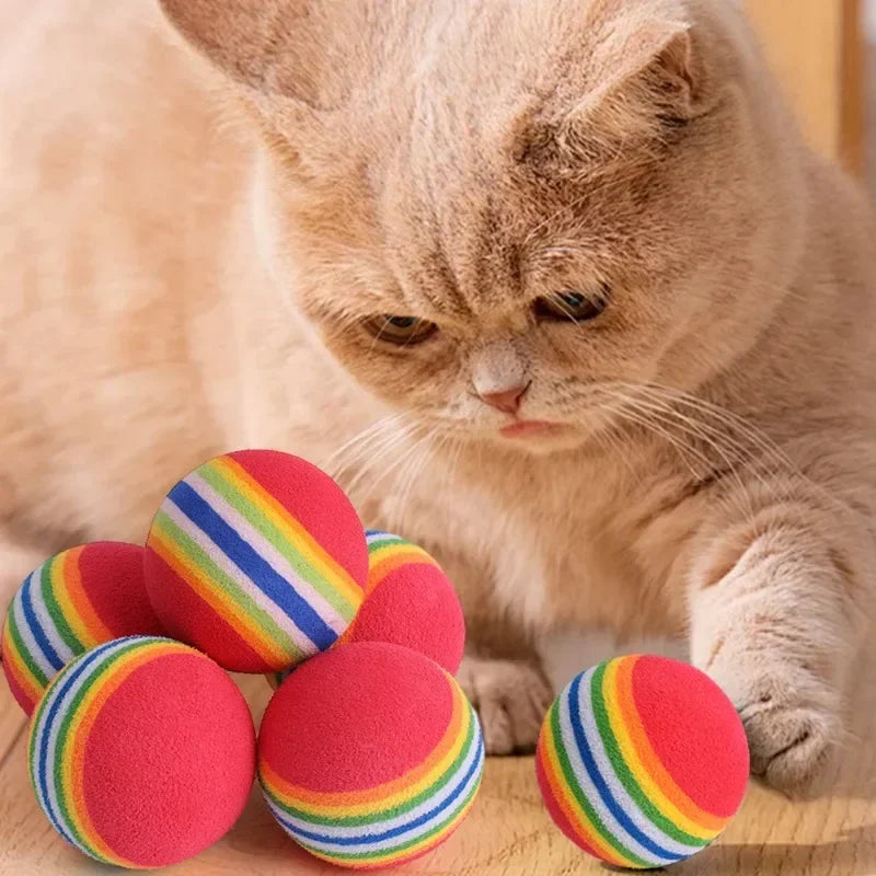 100/10PCS Pet Toy Balls Interactive Rainbow EVA Balls Cat Dog Training Toys Soft Automatic Jumping Balls Pet Playing Supplies