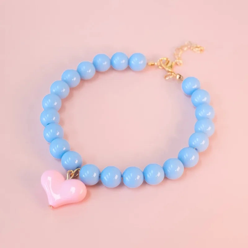 Party Dog Accessories Custom Pet Supplies Pinkycolor Plastic Cat Neck Collar Pearl Dog Necklace Small Dog Bib Size Animal Choker