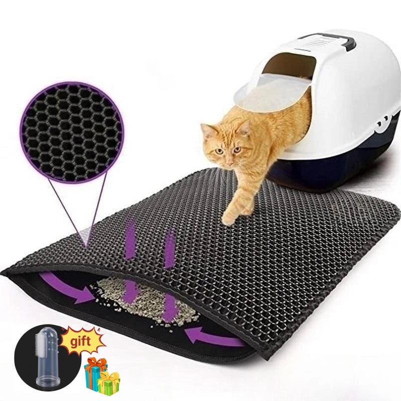Waterproof Double Layer Cat Litter Mat Cat Litter Box Mat Cats Sand Removal Pad Bed Mat Pet Clean Pad Cat Accessories 5 Sizes