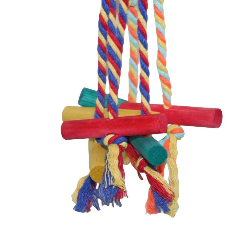 Birds Rope Parrot Toys Bird Accessories Wood Chewing Toy Cage Resistant Small Large Bird Toy Parrots Training Random Colors