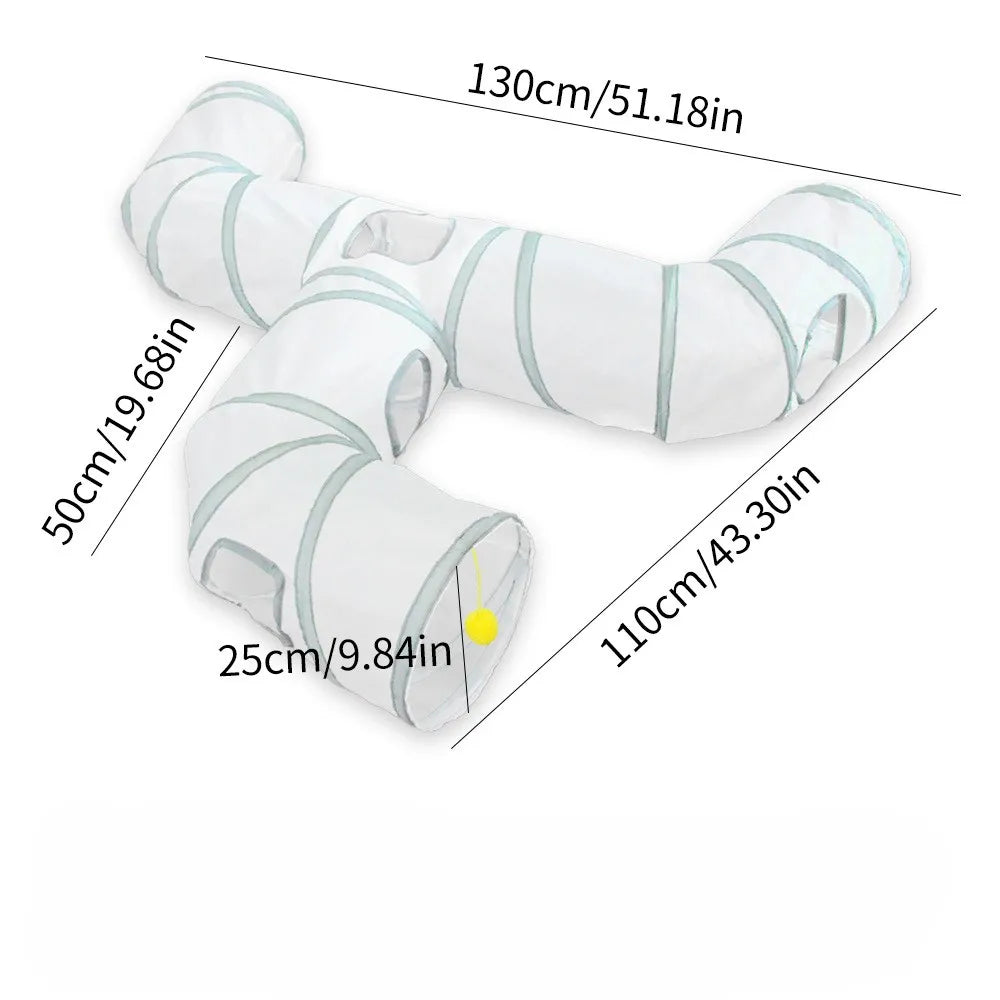 Pet Tunnel Multi Cat Interactive Rainbow Channel Large Multi Exit Foldable Cat Toy Drilling Cat Channel Durable Scratch and Bite