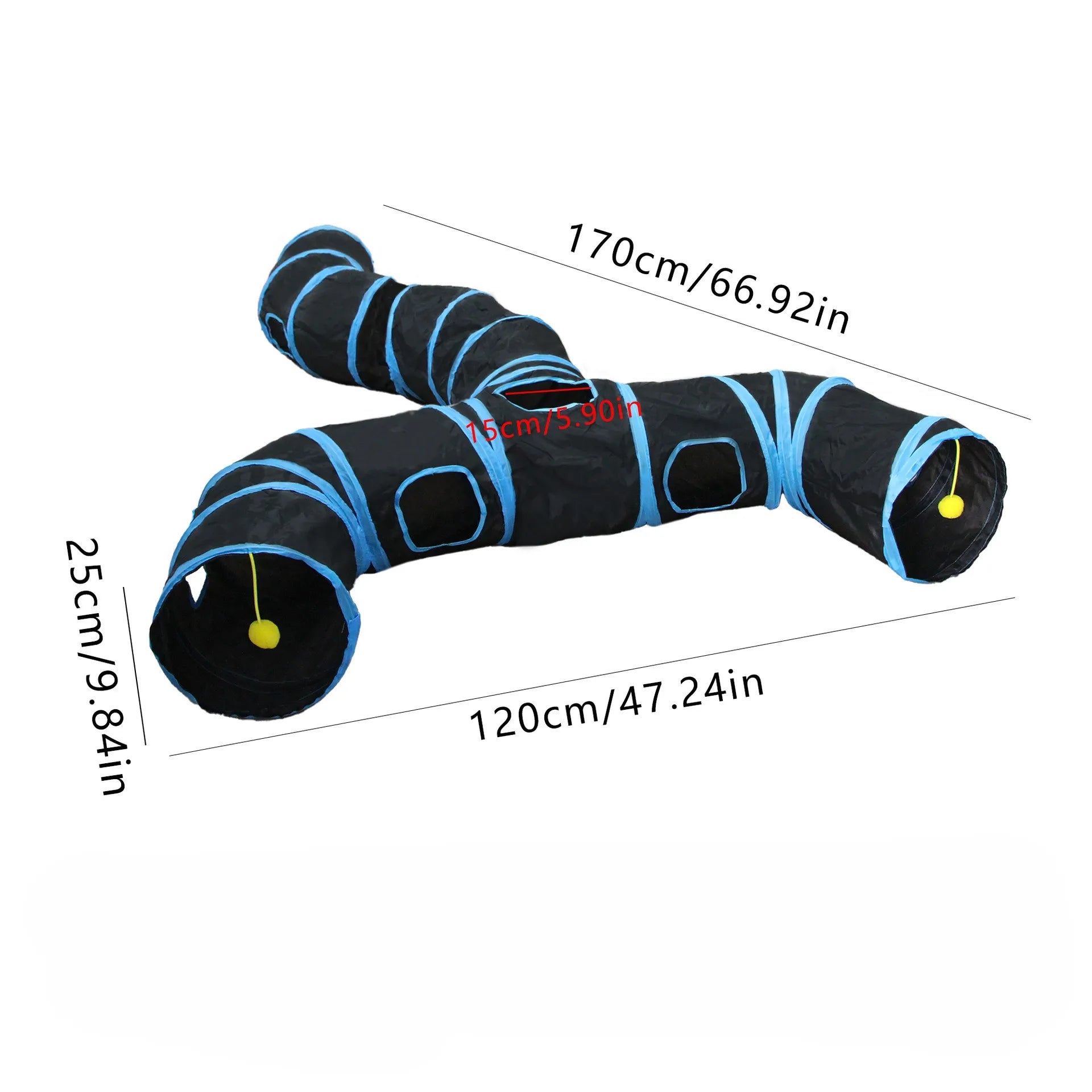 Pet Tunnel Multi Cat Interactive Rainbow Channel Large Multi Exit Foldable Cat Toy Drilling Cat Channel Durable Scratch and Bite