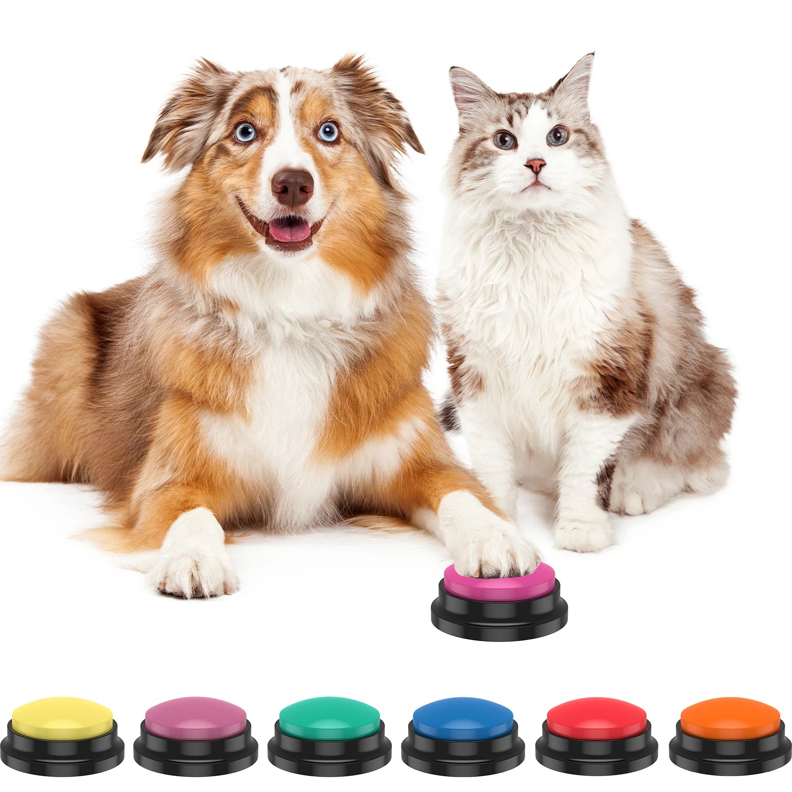 4/6Pcs Recordable Dog Training Buttons With Light Pet Interactive Dog Cat Pet Training Buzzer Talking Button Intelligence Toy