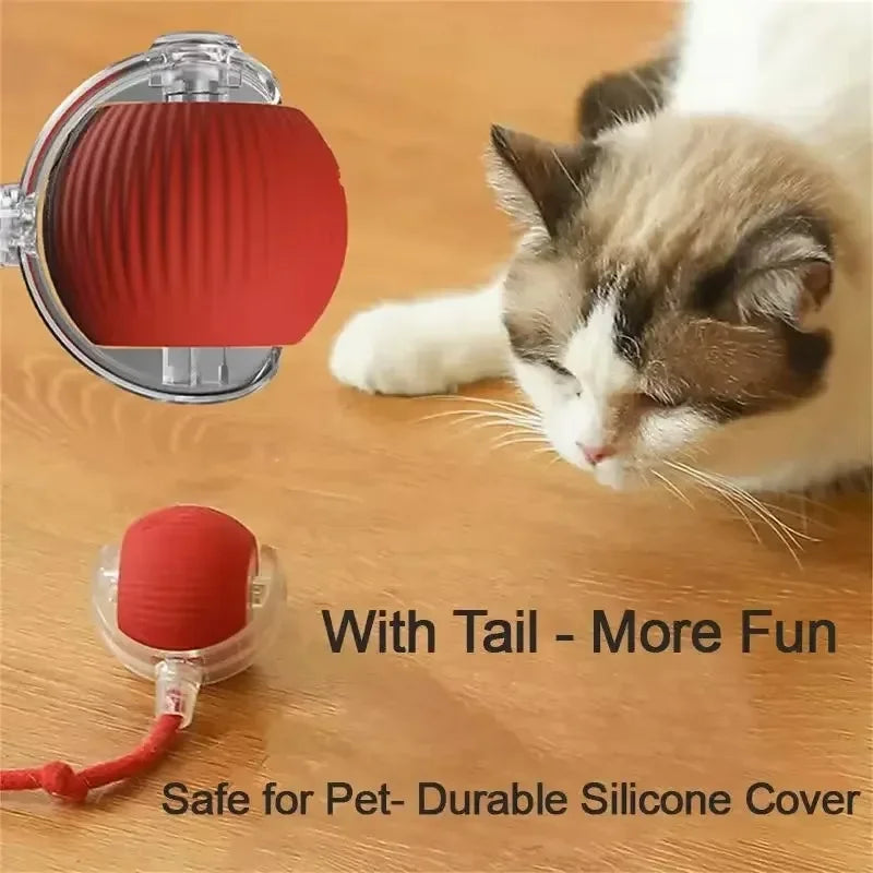 Cat Toys Interactive Ball  Automatic Rolling Dog Toys Faux Tail Rechargeable Smart Pet Electric Toy Cat Training Imitate Mouse 5
