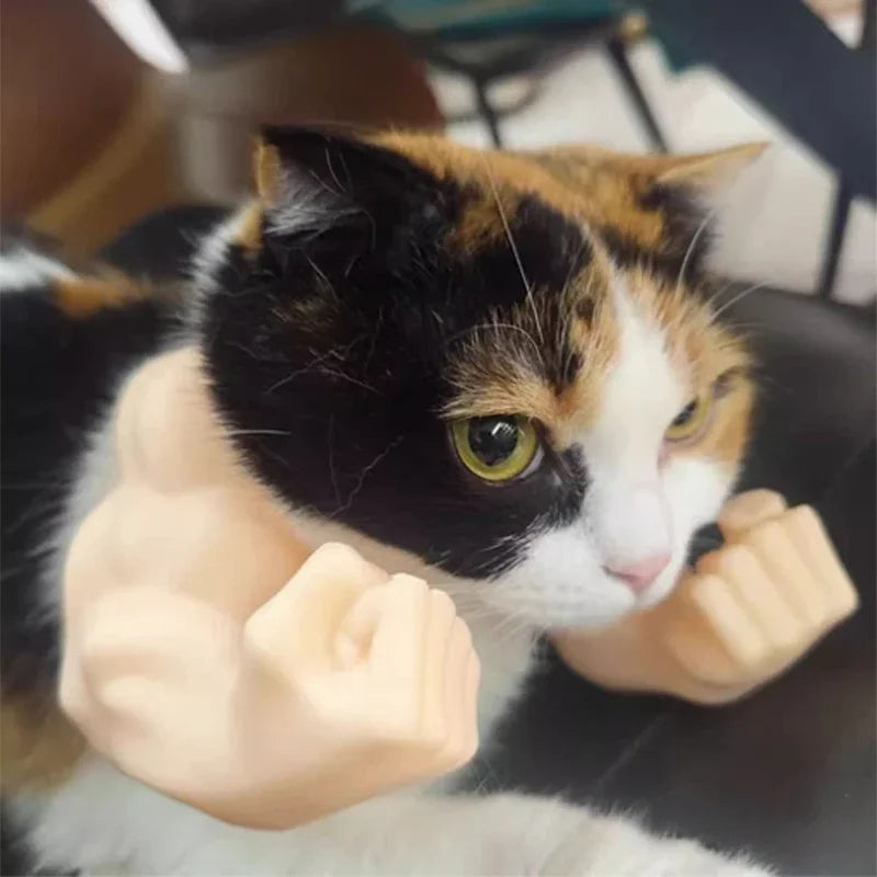 Funny Cat Muscle Arm 3D Printed Invincible Hulk Arm Pet Interactive Neck Hanging Toy Cosplay Costume Props Dog Accessories