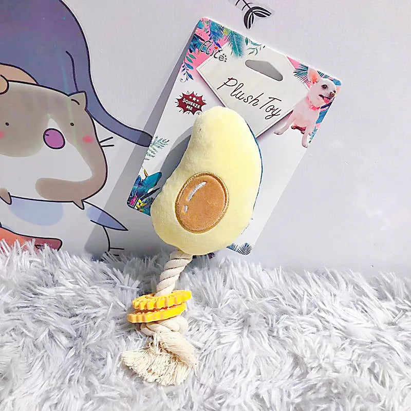 Pet Toys Sound Plush Toys Cute Plants Avocado Series Pet Molars Interactive Toys Cat and Dog Toys Bite Resistant