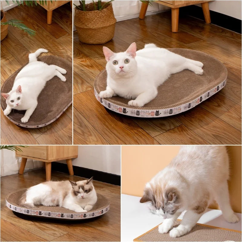 Cat Scratching Board Kitten Scratch Guards Claw Scraper Pads Toys Oval Corrugated Paper Nest Protect Furniture Cat Accessories