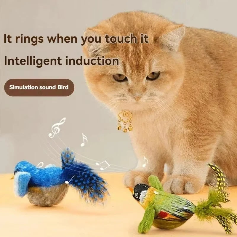 1PC Simulation Bird Interactive Plush Bird Cat Toys With Realistic Sounds Cat Chew Bite Plush Toys Pet Cat Supplies