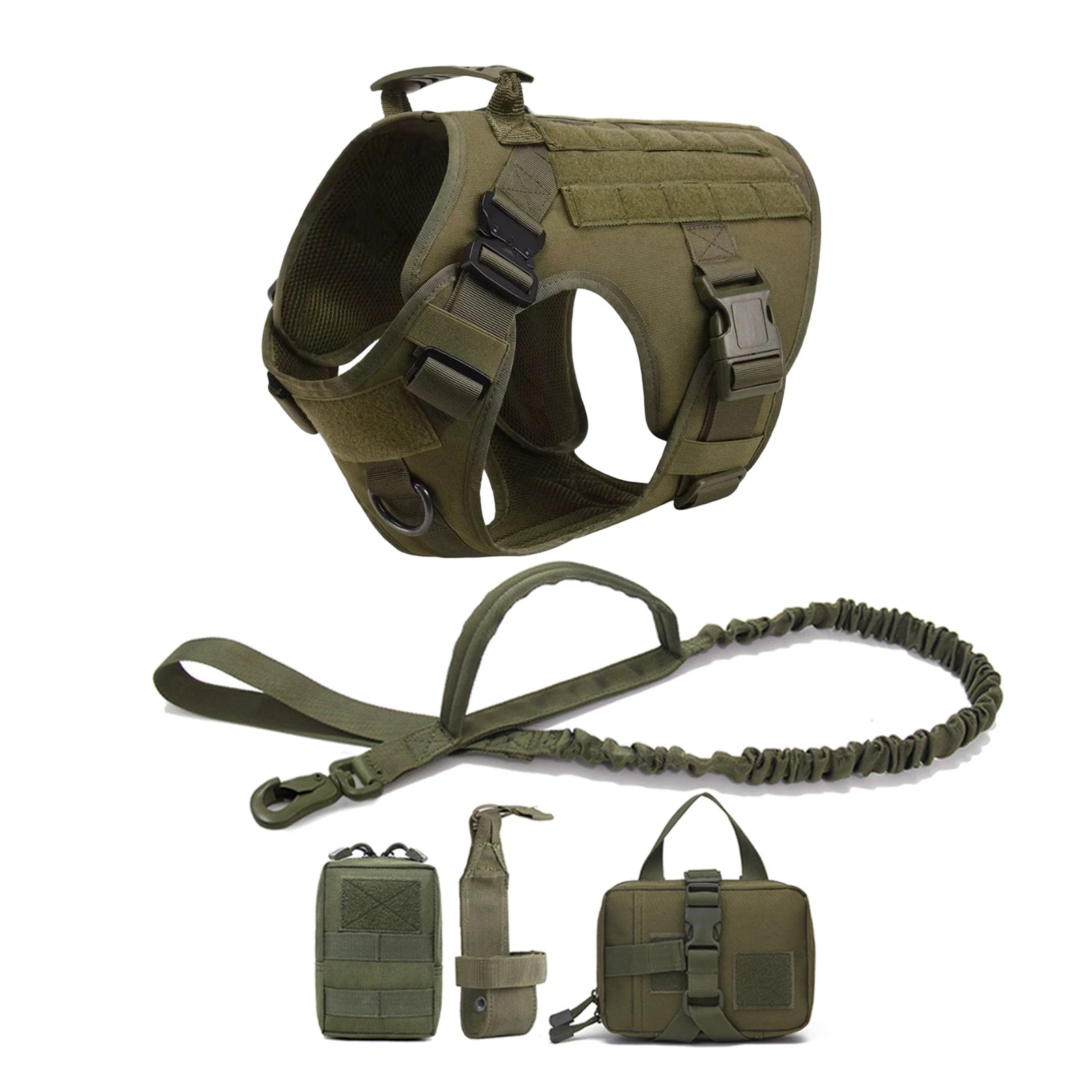 Tactical Large Dog Harness Leash Molle Pouches Pet Golden Retriever French Bulldog Training Vest Harnesses For Dog Accessories