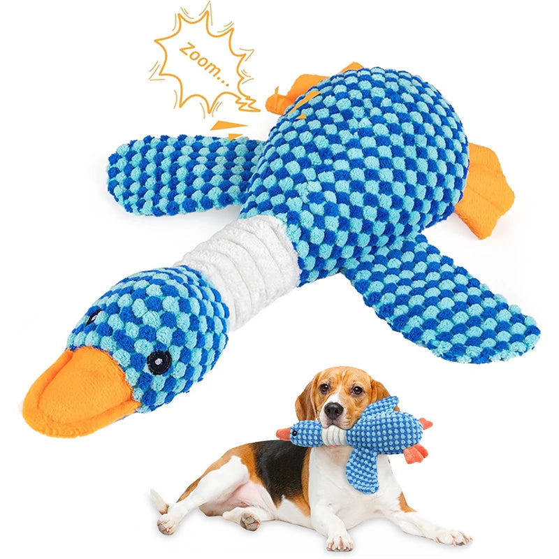 Dog Toys Plush Animal Toy Wild Goose Chewing Toy for Small Medium Large Dogs Cats Teeth Cleaning Toys Pet Squeak Toy for Puppy