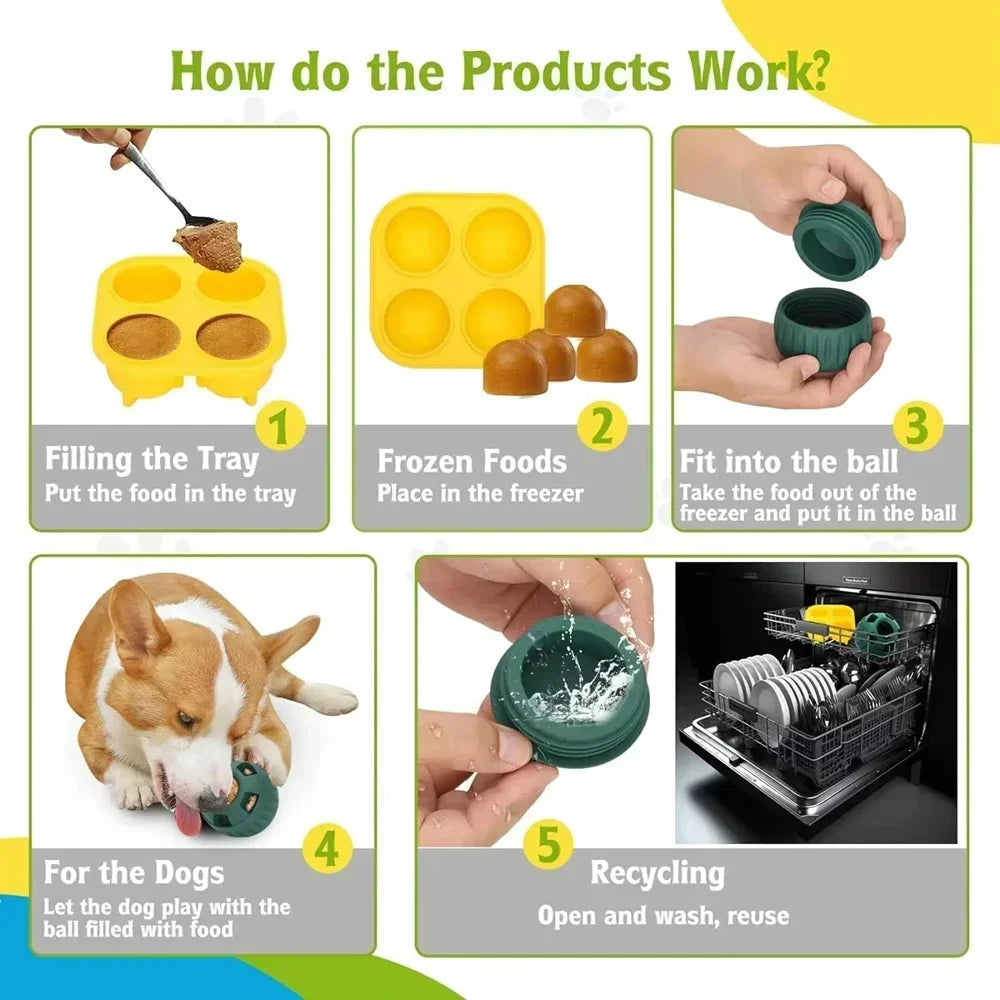 Treat Tray For Pupsicle Silicone Mold for Dog Treats Reusable Long-lasting Interactive Dog Toys For Boredom Dog's Birthday Gift