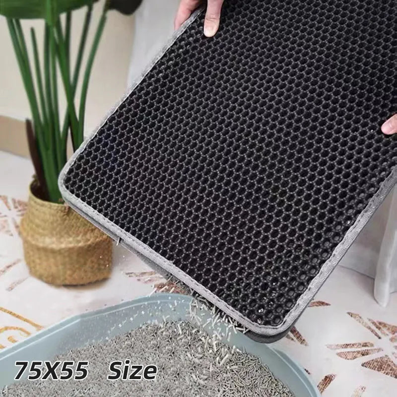 Waterproof Pet Cat Litter Mat Double Layer Pet Litter Box Mat for Cat Non-slip Toilet Pad Washable Bed Mat Cat Accessories