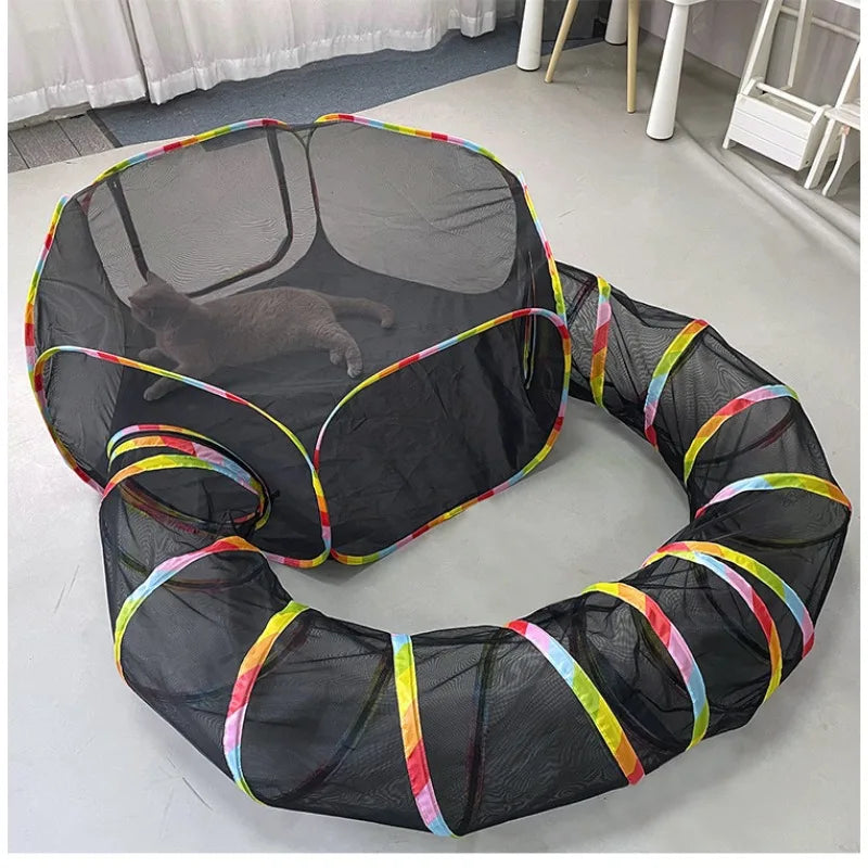 Cat Tunnel Portable Foldable Set Pet Rabbit Guinea Pig Tent Maze Channel Toy Dog Fence Pet Cage Large Space Multiple Gameplay
