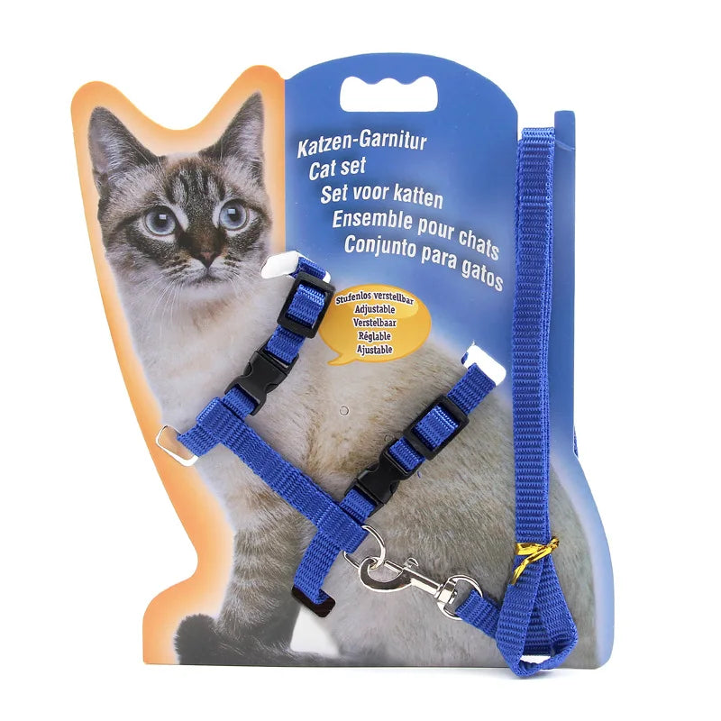 Kitten Harness Leash Adjustable Nylon Pet Traction Solid Color Harness For Cats Solid And Durable Cat Accessories Supplies