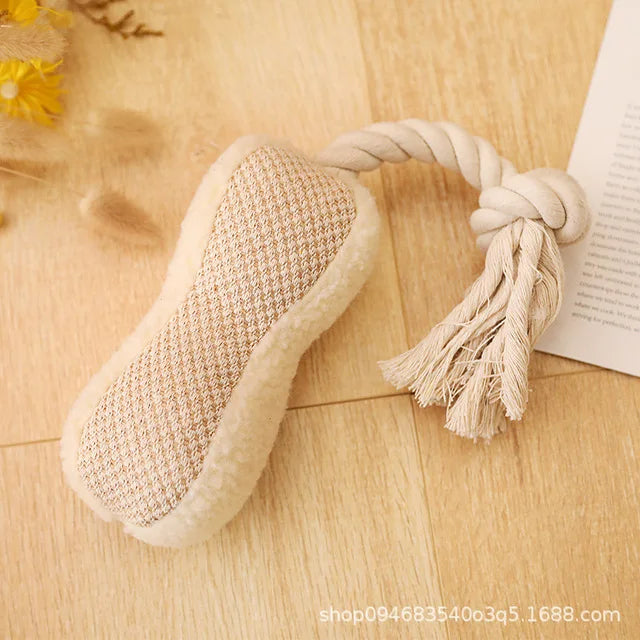 Pet Cotton Rope Toy Dog Sound Canvas Molar Teeth Cleaner Bite-resistant Rope Knot Training Dog Toys Dog Toothbrush Dog Toys