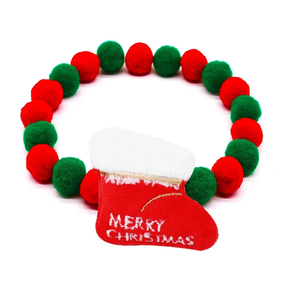 1PC Christmas Decorate Pet Bowtie Dog Deer Hair Ball Pet Puppy Adjustable Snowman Necktie Collar for Small Large Dog Accessories