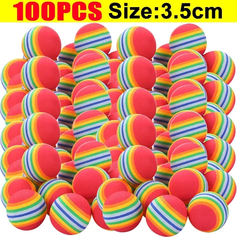 100/10PCS Pet Toy Balls Interactive Rainbow EVA Balls Cat Dog Training Toys Soft Automatic Jumping Balls Pet Playing Supplies