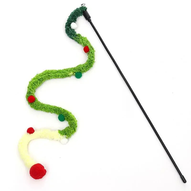 New Cat Toys Rainbow Stripes Funny Cat Stick with Bell Interactive Play Pet Supplies Interactive Cat Toy Caterpillar String