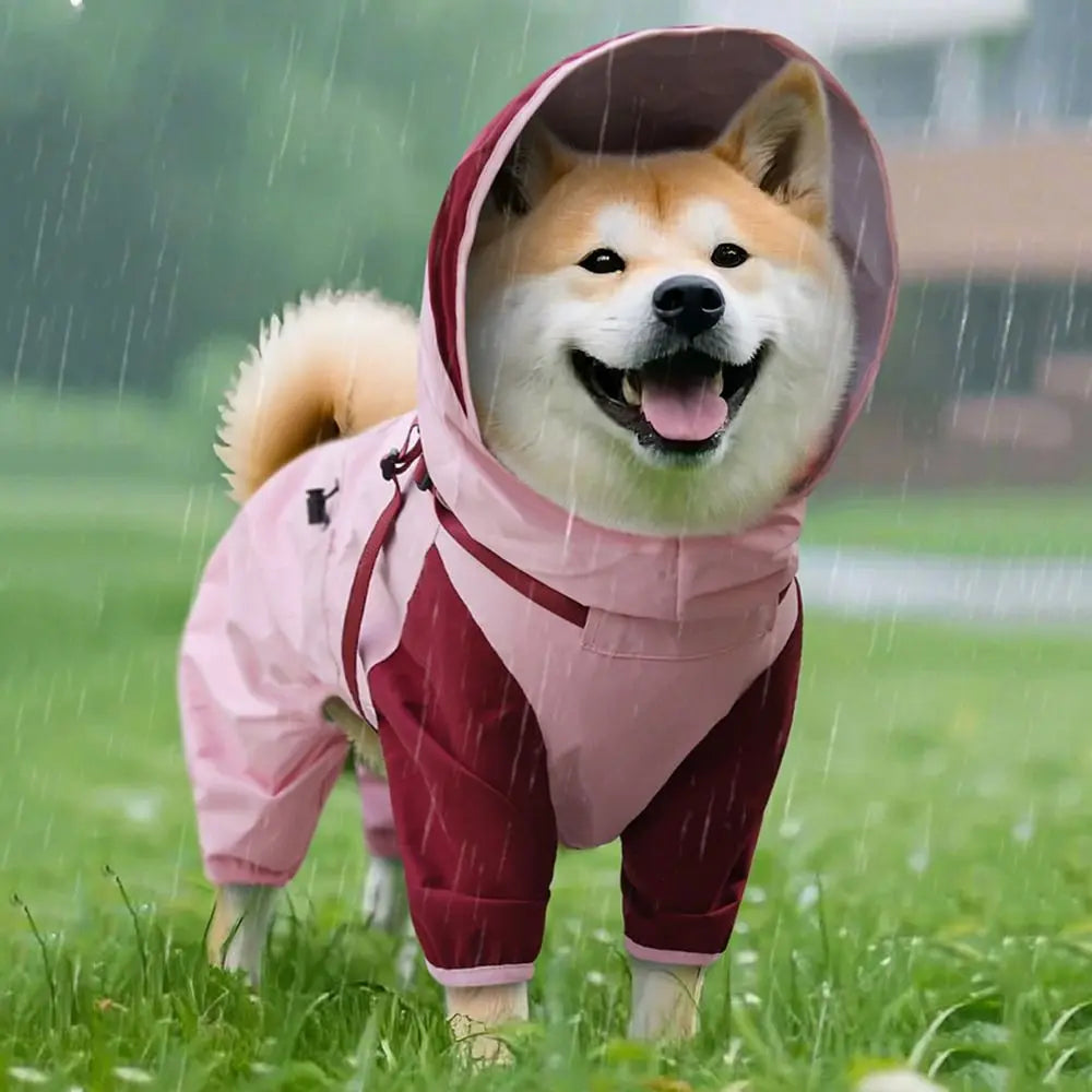Waterproof Pet Dog Raincoat Four Legged Clothing Lightweight Dog Rain Jacket with Hat S-XXL Pet Rainwear Dog Accessories