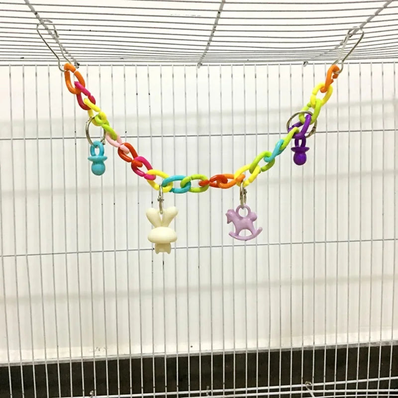 Big Parrot Pet Supplies Toy Parrot Toys Colorful Acrylic Bridge Cage Bird Funny Hanging Accessories Swing Toy Chain Exercise 앵무새