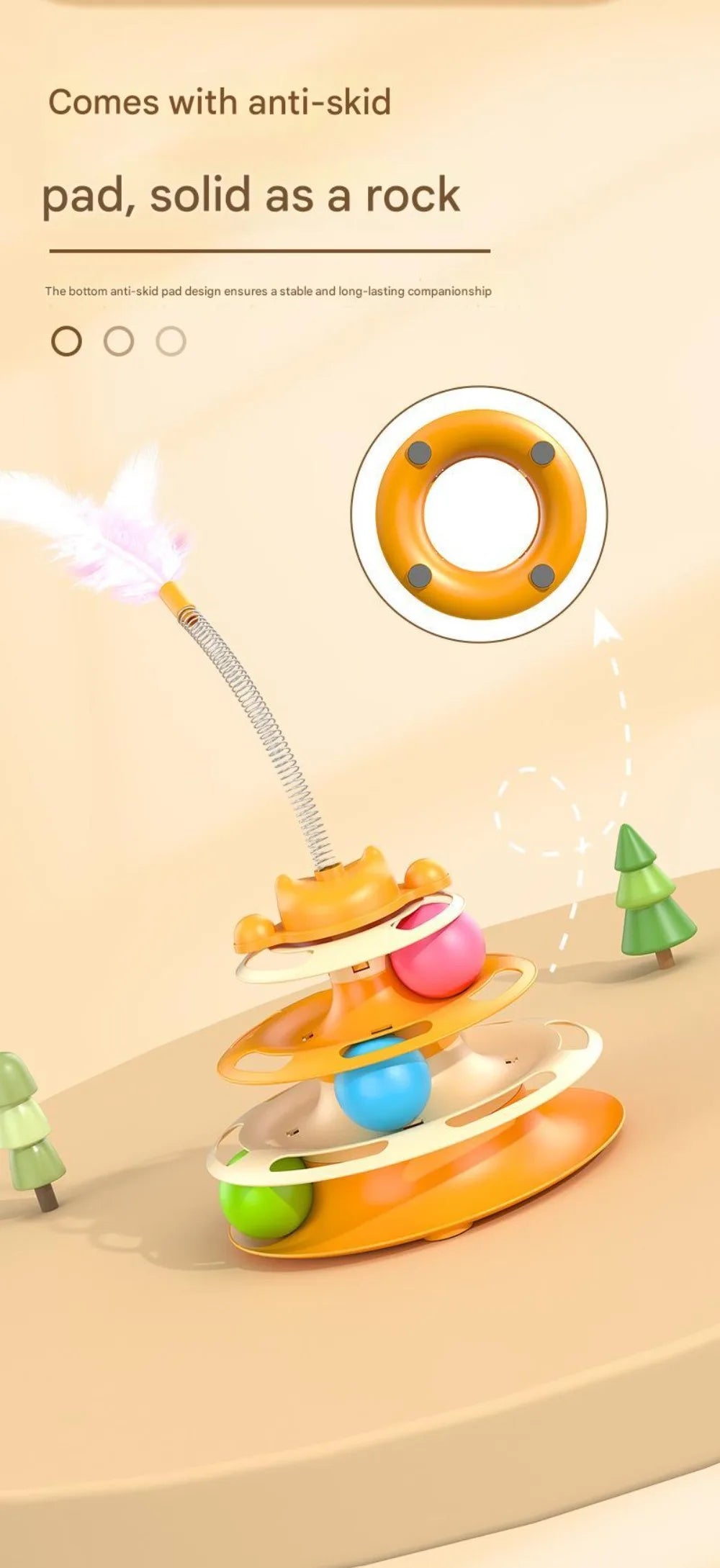 New Interactive Cat Toys Rotatable Intelligence Training Pet Cat Turntable Balls Feather Cat Amusement Plate Pet Supplies