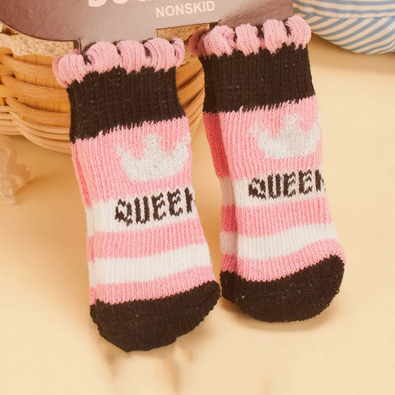 Cute Puppy Dog Knit Socks Autumn Winter Pet Socks Anti-Slip Knitted Small Dogs Shoes Warm Paw Protector Dog Accessories