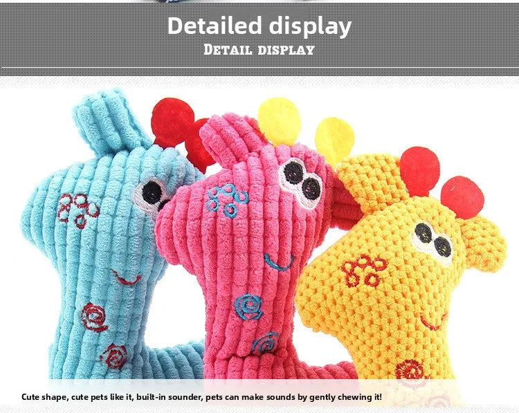 Plush Squeaky Dog Toys Human Pet Interactive Tug of War Knot Bite-resistant Pet Toys Outdoor Funny Crazy Zoo Plush Sound Toys