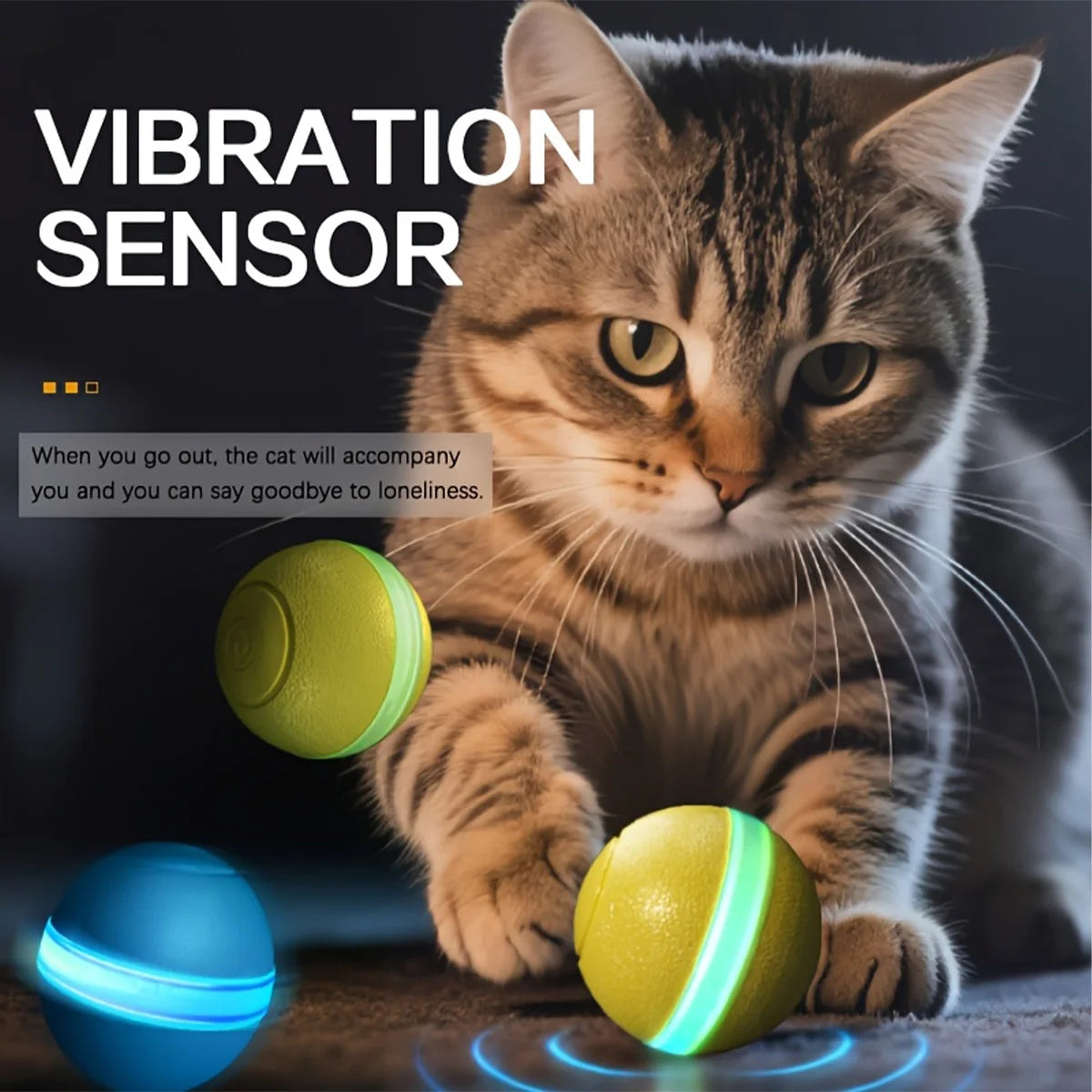 Interactive Smart Ball Cat Toys for Entertainment and Training Electronic Automatic Rolling Ball with LED Light Pet Toys for Cat